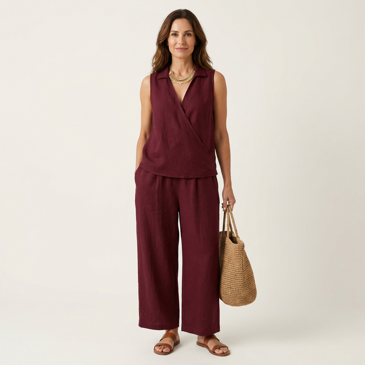 Twiila | Wrap-Top & Brede Pantalon Set
