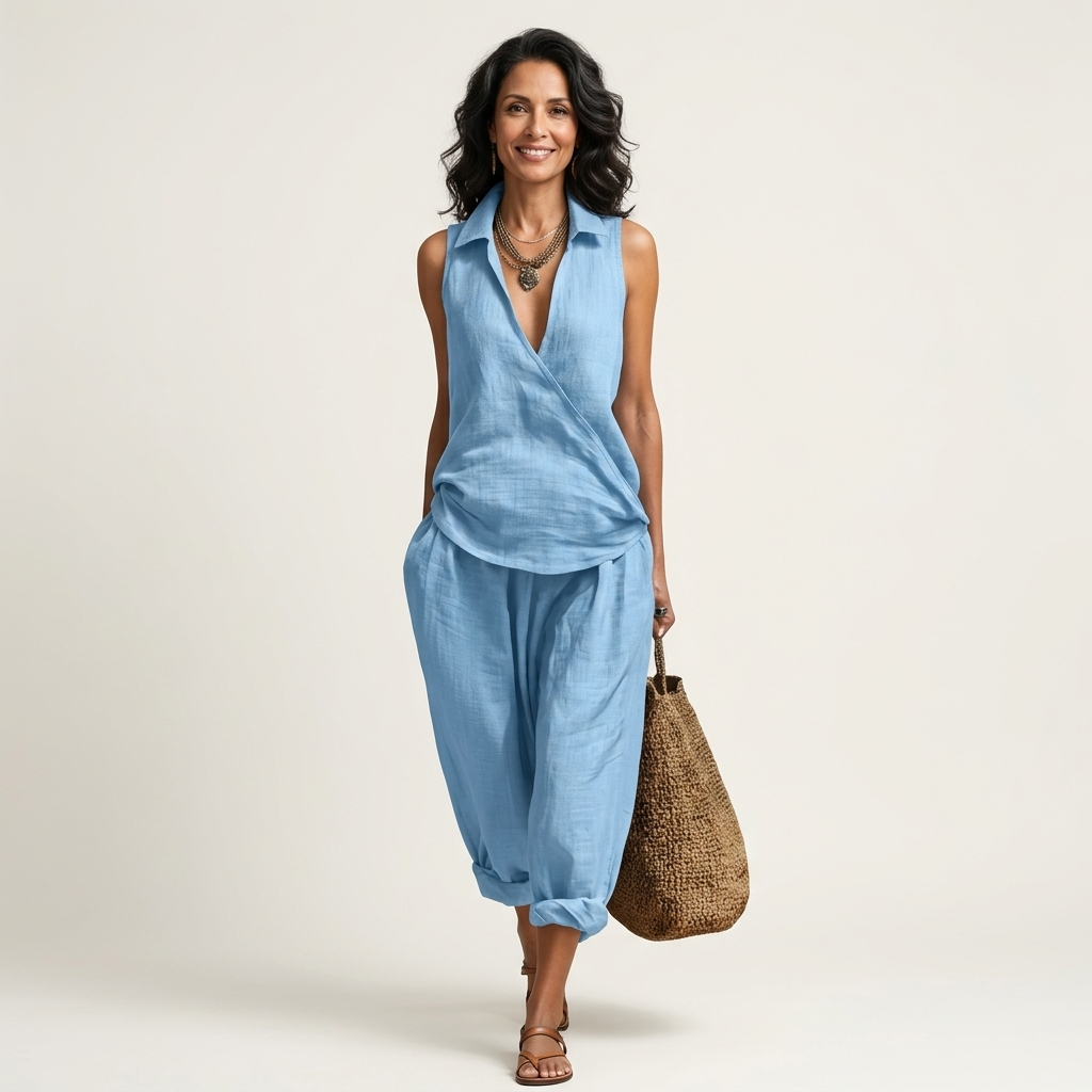 Twiila | Wrap-Top & Brede Pantalon Set