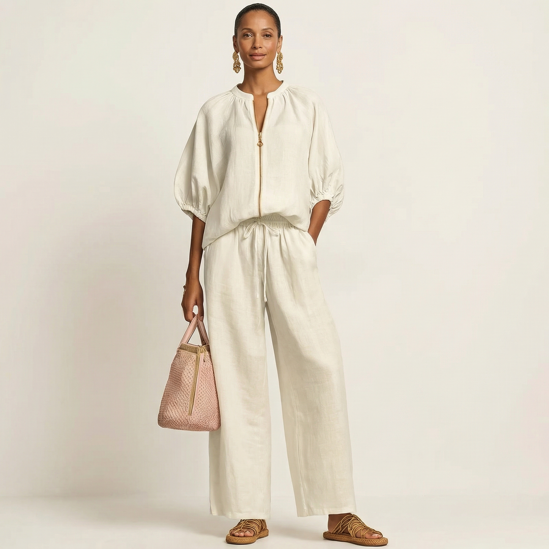 Marlowe | Rits-Voorkant Puff Sleeve Set