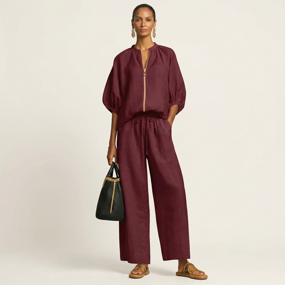 Marlowe | Rits-Voorkant Puff Sleeve Set