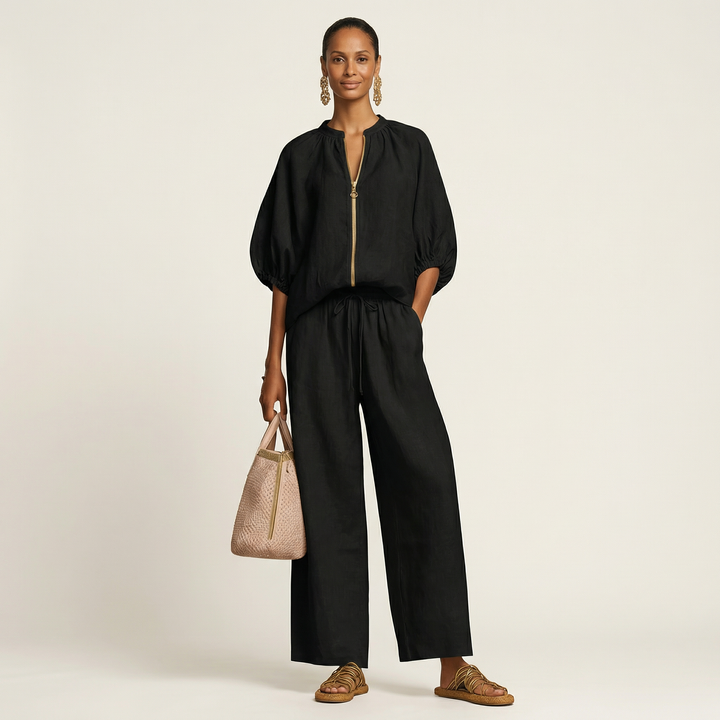 Marlowe | Rits-Voorkant Puff Sleeve Set