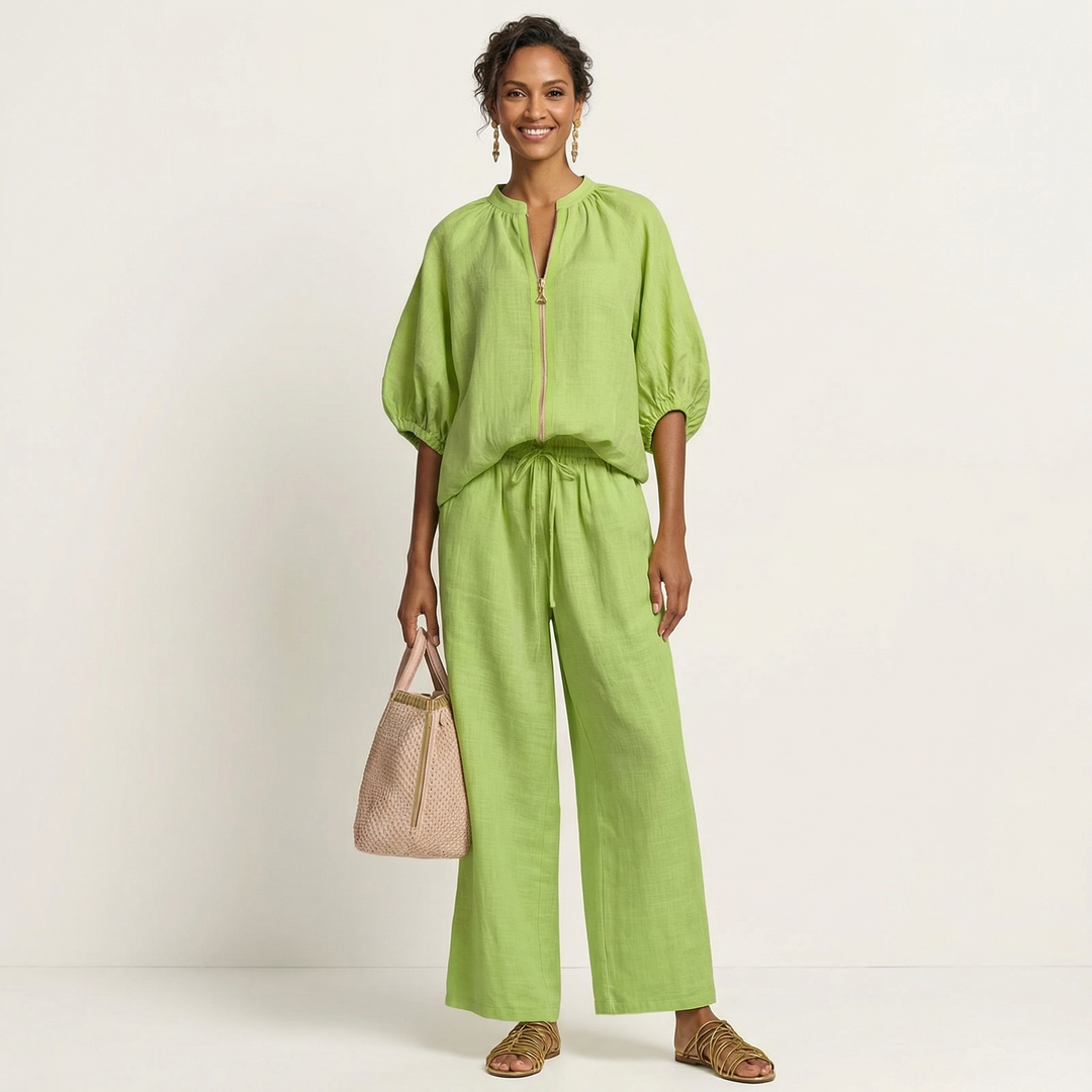 Marlowe | Rits-Voorkant Puff Sleeve Set