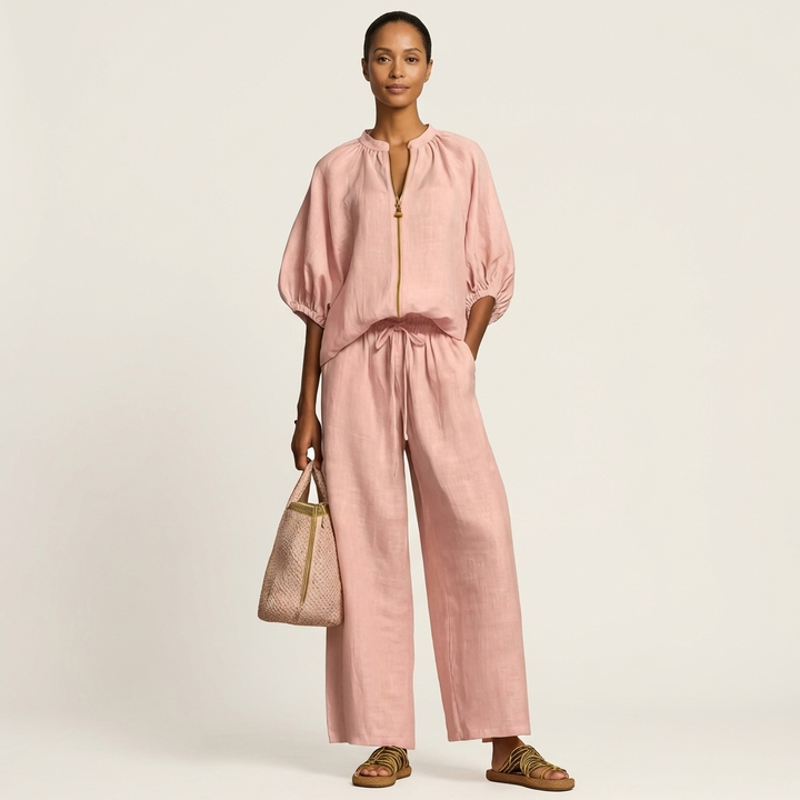 Marlowe | Rits-Voorkant Puff Sleeve Set