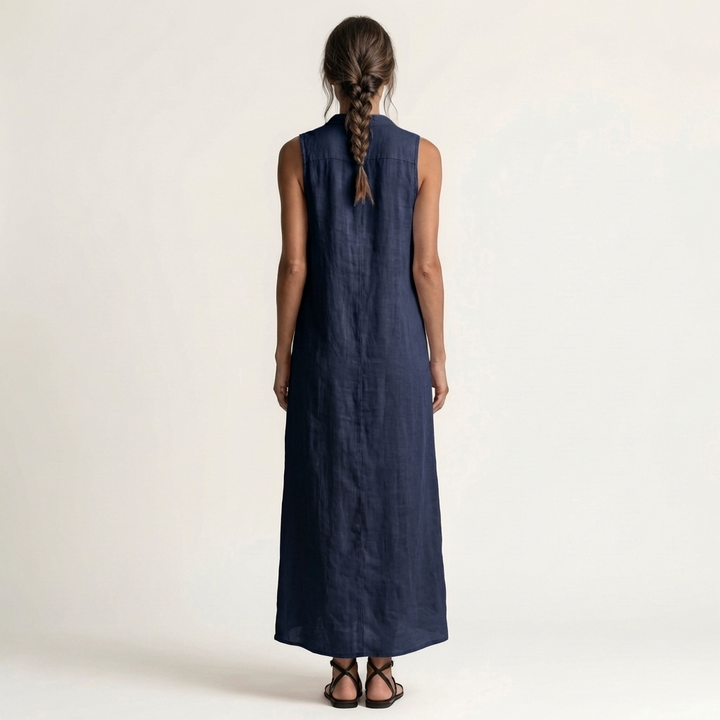 Mirabell | Kap met knoopsluiting zonder mouwen Maxi-jurk