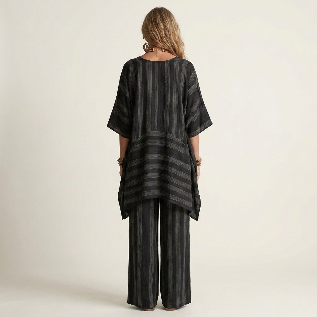 Kiara | Twee-delige Gestreepte Katoen-Linnen Set