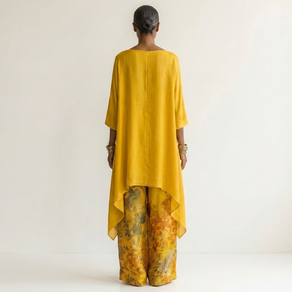 Cariola | Katoen-Zijde Twee-Delige Set met Asymmetrische Tuniek