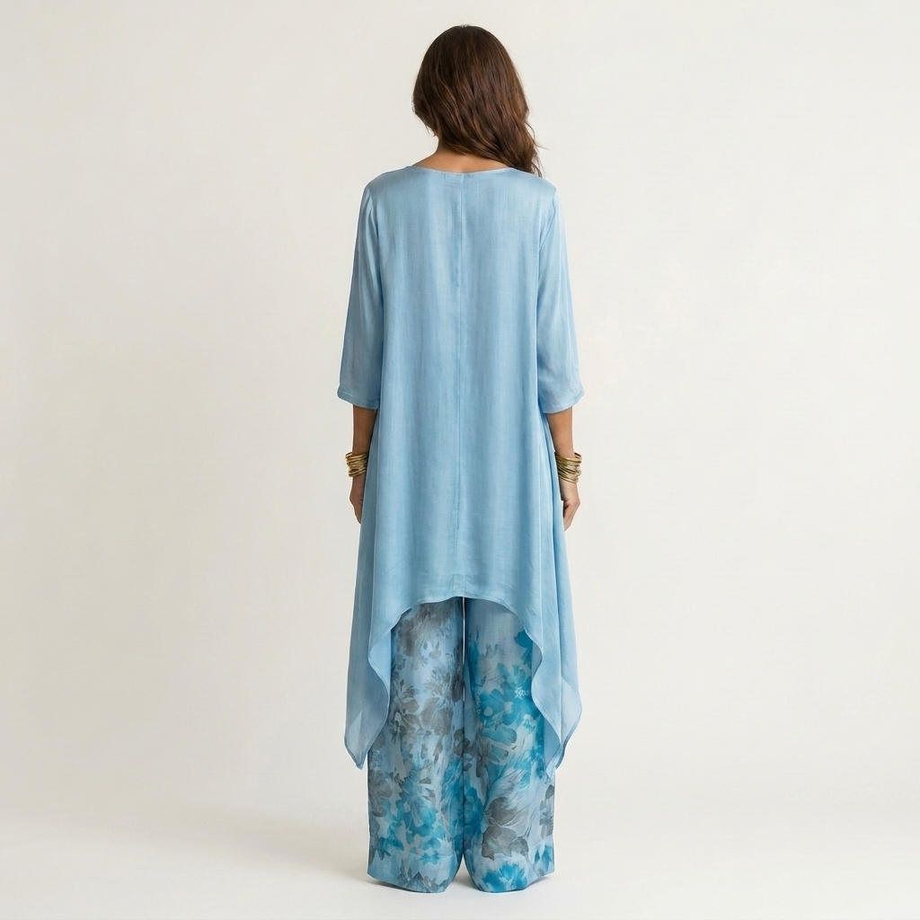 Cariola | Katoen-Zijde Twee-Delig Set met Asymmetrische Tuniek