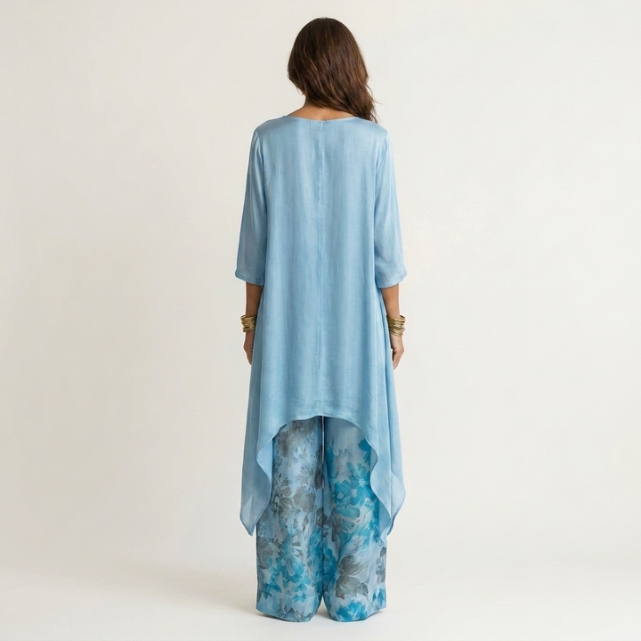 Cariola | Katoen-Zijde Twee-Delig Set met Asymmetrische Tuniek