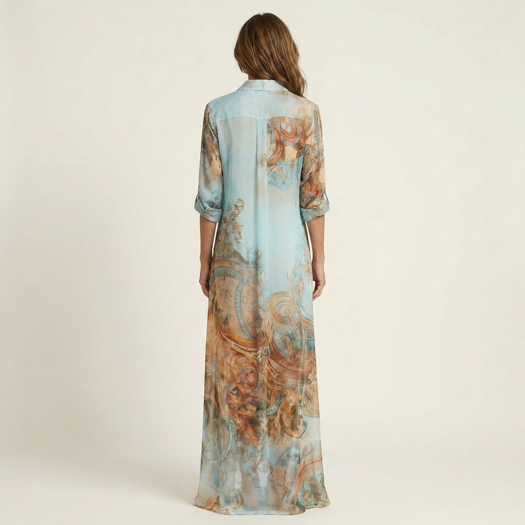Lanie | Zijde Maxi Shirt Jurk