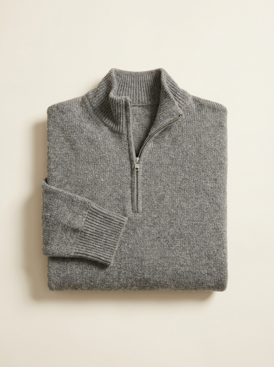 Grey quarter-zip knit