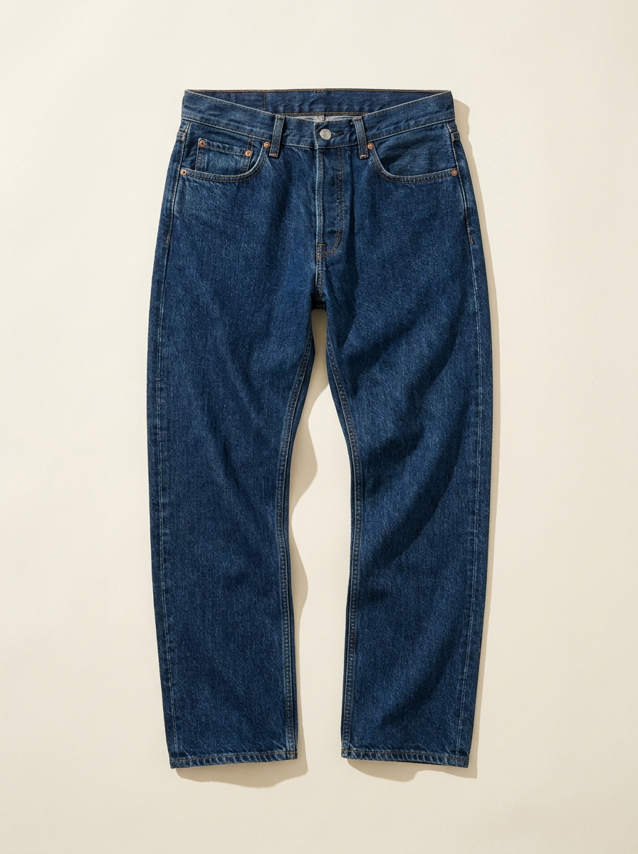 Dark blue straight-leg jeans