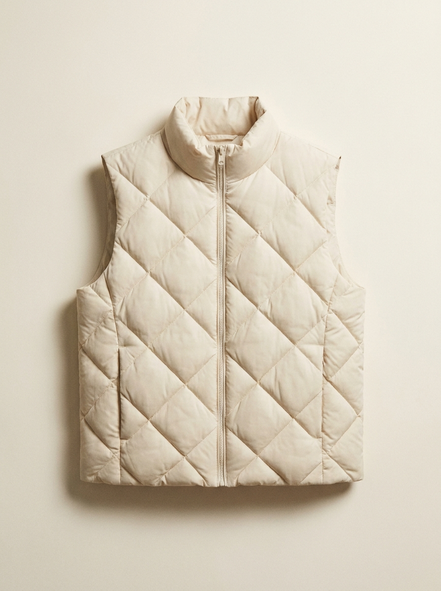 Cream puffer vest