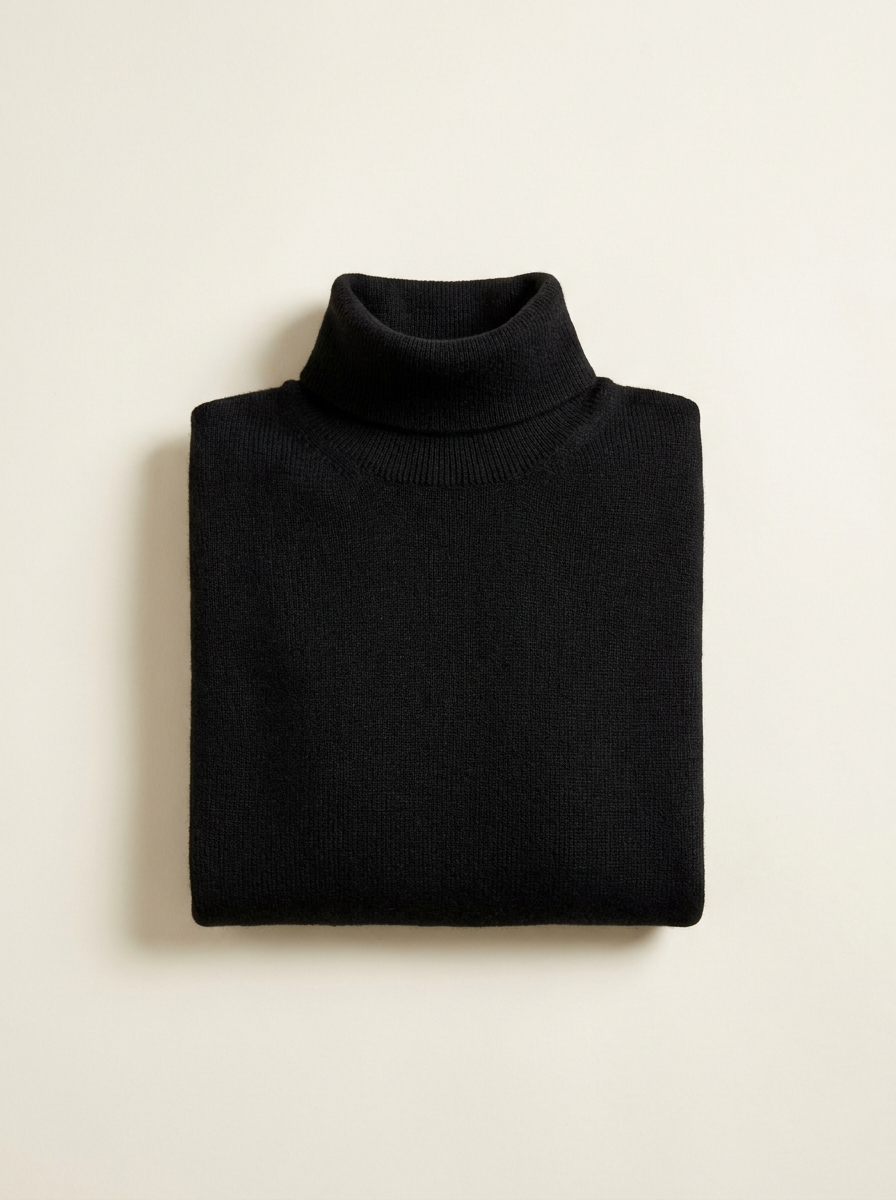 Black fine-knit turtleneck