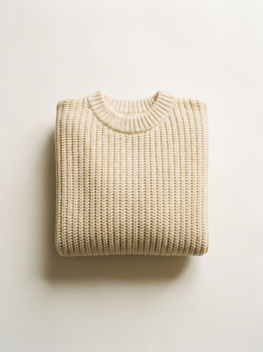 Cream ribbed knit sweater