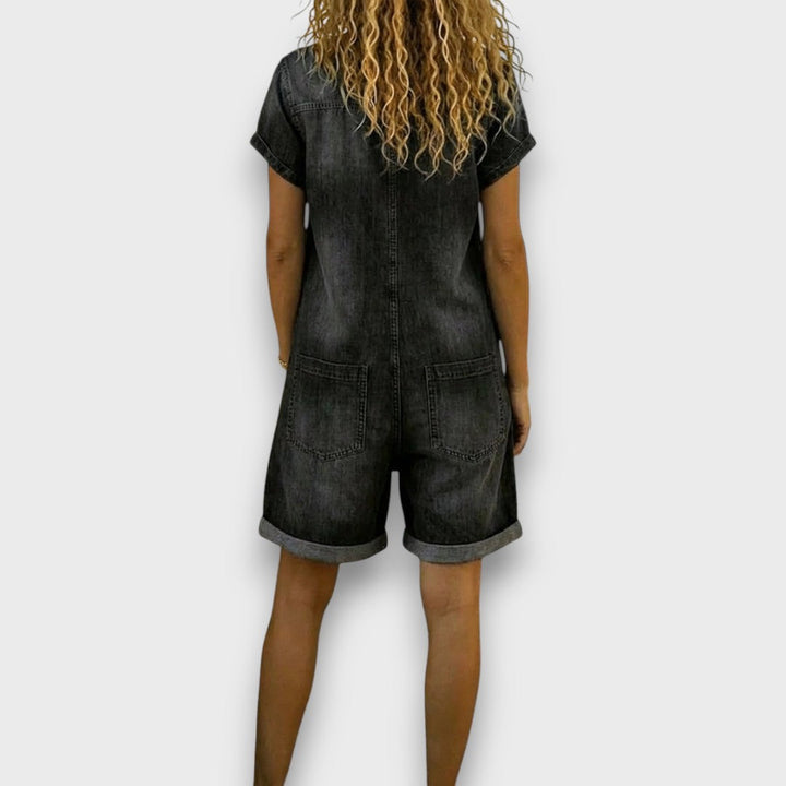 Saylor | Vintage korte Katoen Denim-Look Overalls
