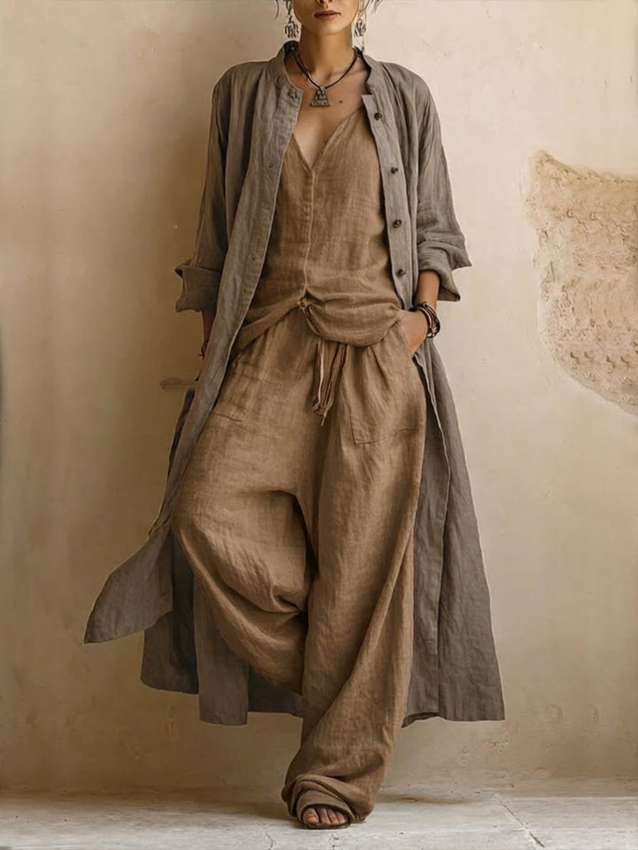 Boho Linnen Mix 3-Delige Co-Ord Set